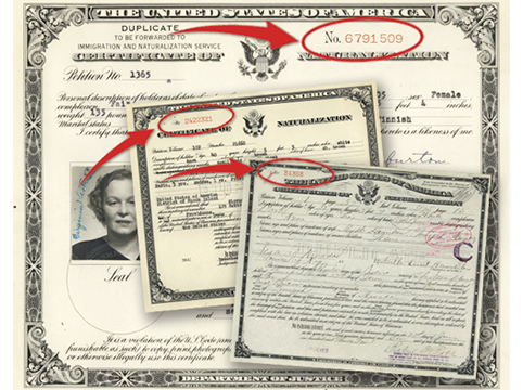 Picture of old certificates showing the numbers on the certificates.