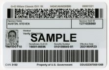 Sample image of the Back of the DOD dependent card