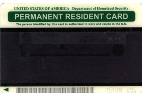Image of back of older Permanent Resident Card