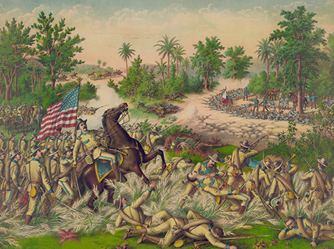 Image of soldiers in battle on both sides of a river