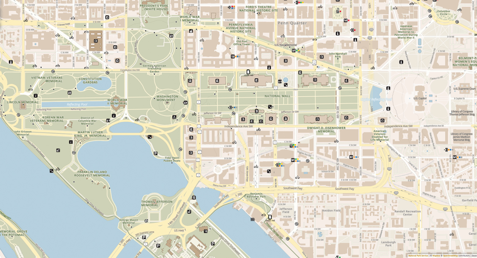 Map of National Mall Monuments