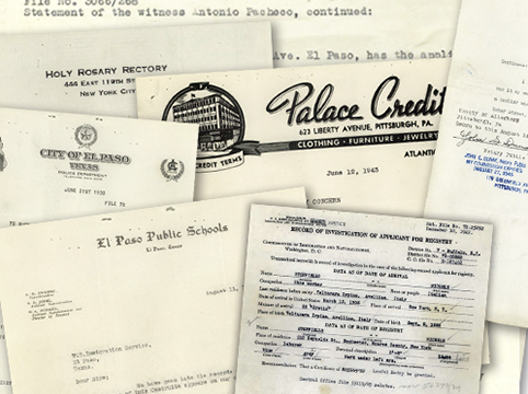 Picture of an array of old documents that may be found in a Registry genealogy file.