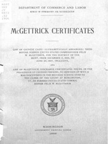 Image of the McGettrick Certificate Document