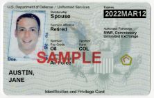 Sample front of DOD dependent Card