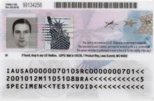 Front side of previous United States Permanent Resident Card specimen (sample)