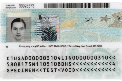 Image of the back of the current Permanent Resident Card