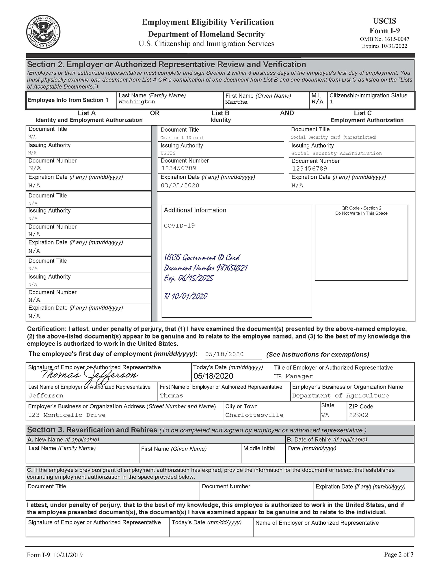 Form I 9 Examples Related To Temporary Covid 19 Policies Uscis