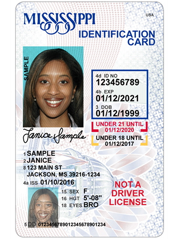 Picture of a State of Mississippi ID card