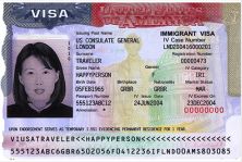 Sample US Visa page inside a foreign passport