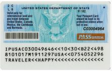 Sample US Passport Card Back