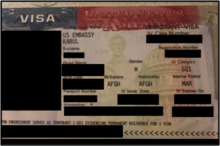SI Immigrant Visa (SQ1 LPR) with Temporary I-551 Notation