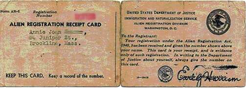 screenshot of Alien Registration Receipt Card (Form AR-3)