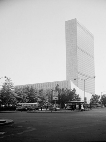 Image of The Headquarters of the United Nations, located in New York City, opened in 1952, one year after the UNHCR went into effect. *Historic American Buildings Survey, Library of Congress.
