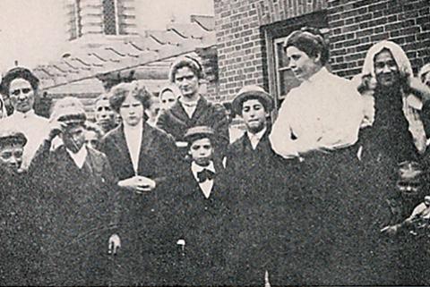Ellis Island Matron with children